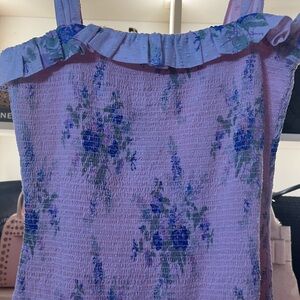 LoveShackFancy Pink Floral Midi Dress